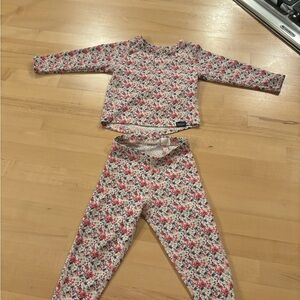 Patagonia Kids Floral Capilene base layer/Pajama Set - Pink and White